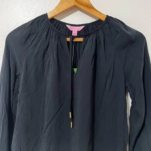 Lilly Pulitzer‎ Lightweight Willa Top Size XS Black Onyx Black Vacation Resort